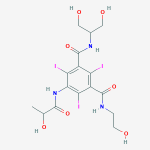 molecular formula C16H20I3N3O7 B12286846 3-N-(1,3-dihydroxypropan-2-yl)-1-N-(2-hydroxyethyl)-5-(2-hydroxypropanoylamino)-2,4,6-triiodobenzene-1,3-dicarboxamide 