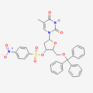 molecular formula C35H31N3O9S B12286887 1-(3-O-Nosyl-5-O-trityl-2-deoxy--D-lyxofuranosyl)thymine 