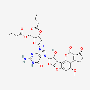 molecular formula C35H38N5O13+ B12287050 [5-[2-amino-7-(4-hydroxy-11-methoxy-16,18-dioxo-6,8,19-trioxapentacyclo[10.7.0.02,9.03,7.013,17]nonadeca-1,9,11,13(17)-tetraen-5-yl)-6-oxo-1H-purin-9-ium-9-yl]-3-butanoyloxyoxolan-2-yl]methyl butanoate 