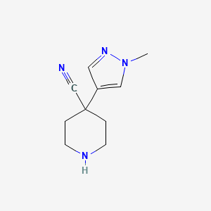 molecular formula C10H14N4 B12287174 4-(1-Methyl-1H-pyrazol-4-yl)piperidine-4-carbonitrile 