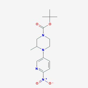 molecular formula C15H22N4O4 B12287194 tert-butyl(3R)-3-methyl-4-(6-nitro-3-pyridyl)piperazine-1-carboxylate 