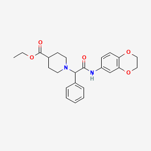 molecular formula C24H28N2O5 B1228728 1-[2-(2,3-Dihydro-1,4-benzodioxin-6-ylamino)-2-oxo-1-phenylethyl]-4-piperidinecarboxylic acid ethyl ester 
