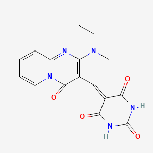 molecular formula C18H19N5O4 B1228741 5-[[2-(Diethylamino)-9-methyl-4-oxo-3-pyrido[1,2-a]pyrimidinyl]methylidene]-1,3-diazinane-2,4,6-trione 