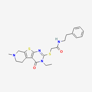 2-[(3-ethyl-7-methyl-4-oxo-6,8-dihydro-5H-pyrido[2,3]thieno[2,4-b]pyrimidin-2-yl)thio]-N-(2-phenylethyl)acetamide