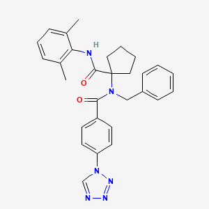 molecular formula C29H30N6O2 B1228747 N-[1-[(2,6-dimethylanilino)-oxomethyl]cyclopentyl]-N-(phenylmethyl)-4-(1-tetrazolyl)benzamide 