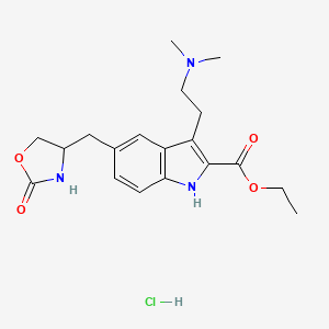 1H-Indole-2-carboxylic acid,3-[2-(dimethylamino)ethyl]-5-[[(4S)-2-oxo-4-oxazolidinyl]methyl]-, ethylester, monohydrochloride