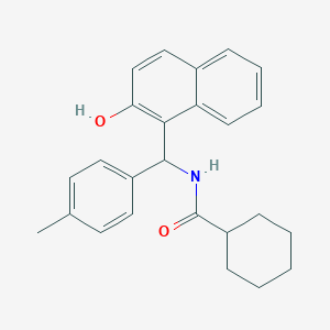 molecular formula C25H27NO2 B1228756 N-[(2-hydroxy-1-naphthalenyl)-(4-methylphenyl)methyl]cyclohexanecarboxamide 