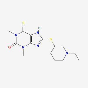 molecular formula C14H21N5OS2 B1228763 8-[(1-ethyl-3-piperidinyl)thio]-1,3-dimethyl-6-sulfanylidene-7H-purin-2-one CAS No. 6559-89-3
