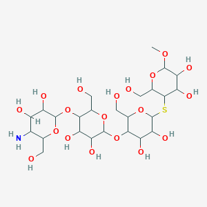 molecular formula C25H45NO19S B12287667 5-Amino-2-[6-[6-[4,5-dihydroxy-2-(hydroxymethyl)-6-methoxyoxan-3-yl]sulfanyl-4,5-dihydroxy-2-(hydroxymethyl)oxan-3-yl]oxy-4,5-dihydroxy-2-(hydroxymethyl)oxan-3-yl]oxy-6-(hydroxymethyl)oxane-3,4-diol 