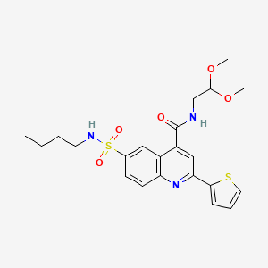 molecular formula C22H27N3O5S2 B1228777 6-(butylsulfamoyl)-N-(2,2-dimethoxyethyl)-2-thiophen-2-yl-4-quinolinecarboxamide 