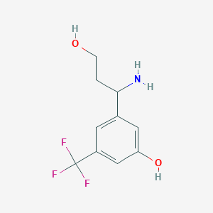 molecular formula C10H12F3NO2 B12287835 3-(1-Amino-3-hydroxypropyl)-5-(trifluoromethyl)phenol 