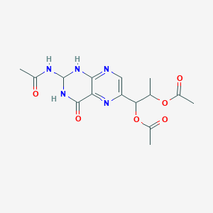 molecular formula C15H19N5O6 B12287847 [1-(2-acetamido-4-oxo-2,3-dihydro-1H-pteridin-6-yl)-1-acetyloxypropan-2-yl] acetate 