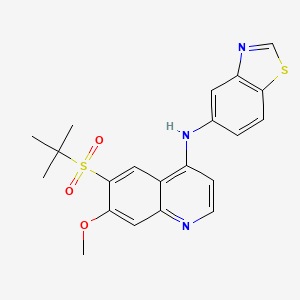 molecular formula C21H21N3O3S2 B12287893 N-(6-(tert-butylsulfonyl)-7-methoxyquinolin-4-yl)benzo[d]thiazol-5-amine 