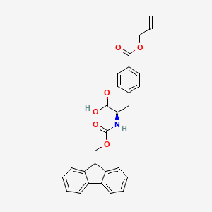 molecular formula C28H25NO6 B12287908 (R)-2-((((9H-fluoren-9-yl)methoxy)carbonyl)amino)-3-(4-((allyloxy)carbonyl)phenyl)propanoic acid 