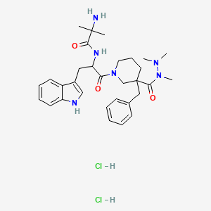 2-amino-N-[1-[3-benzyl-3-[dimethylamino(methyl)carbamoyl]piperidin-1-yl]-3-(1H-indol-3-yl)-1-oxopropan-2-yl]-2-methylpropanamide;dihydrochloride