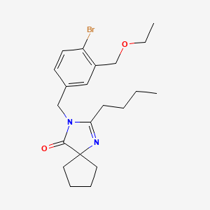 molecular formula C21H29BrN2O2 B12287967 3-[[4-Bromo-3-(ethoxymethyl)phenyl]methyl]-2-butyl-1,3-diazaspiro[4.4]non-1-en-4-one CAS No. 1255948-73-2