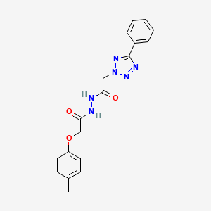 molecular formula C18H18N6O3 B1228798 N'-[2-(4-methylphenoxy)-1-oxoethyl]-2-(5-phenyl-2-tetrazolyl)acetohydrazide 