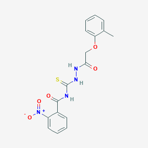 molecular formula C17H16N4O5S B1228799 N-[[[2-(2-methylphenoxy)-1-oxoethyl]hydrazo]-sulfanylidenemethyl]-2-nitrobenzamide 