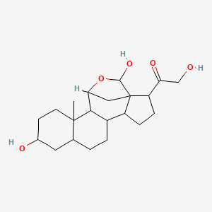 molecular formula C21H32O5 B12288007 1-(11,18-Dihydroxy-14-methyl-17-oxapentacyclo[14.2.1.01,5.06,15.09,14]nonadecan-2-yl)-2-hydroxyethanone 