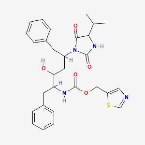 molecular formula C29H34N4O5S B12288036 1,3-thiazol-5-ylmethyl N-[5-(2,5-dioxo-4-propan-2-ylimidazolidin-1-yl)-3-hydroxy-1,6-diphenylhexan-2-yl]carbamate 