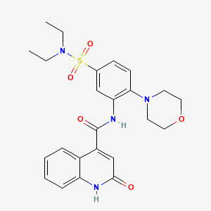 molecular formula C24H28N4O5S B1228804 N-[5-(diethylsulfamoyl)-2-(4-morpholinyl)phenyl]-2-oxo-1H-quinoline-4-carboxamide 