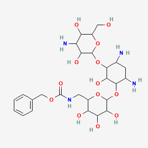 molecular formula C26H42N4O13 B12288112 O-3-AMino-3-deoxy-alpha-D-glucopyranosyl-(1-->6)-O-[6-deoxy-6-[[(phenylMethoxy)carbonyl]aMino]-alpha-D-glucopyranosyl-(1-->4)]-2-deoxy-D-streptaMine 