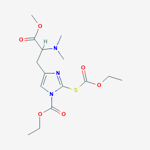 molecular formula C15H23N3O6S B12288161 Ethyl 4-[2-(dimethylamino)-3-methoxy-3-oxopropyl]-2-ethoxycarbonylsulfanylimidazole-1-carboxylate 