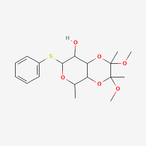 molecular formula C18H26O6S B12288169 2,3-dimethoxy-2,3,5-trimethyl-7-phenylsulfanyl-5,7,8,8a-tetrahydro-4aH-pyrano[3,4-b][1,4]dioxin-8-ol 