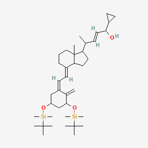 molecular formula C39H68O3Si2 B12288183 (E)-4-[(4E)-4-[(2Z)-2-[3,5-bis[[tert-butyl(dimethyl)silyl]oxy]-2-methylidenecyclohexylidene]ethylidene]-7a-methyl-2,3,3a,5,6,7-hexahydro-1H-inden-1-yl]-1-cyclopropylpent-2-en-1-ol 