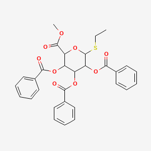 molecular formula C30H28O9S B12288198 Methyl 3,4,5-tribenzoyloxy-6-ethylsulfanyloxane-2-carboxylate 