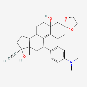 molecular formula C30H39NO4 B12288206 11'-[4-(dimethylamino)phenyl]-17'-ethynyl-13'-methylspiro[1,3-dioxolane-2,3'-2,4,6,7,8,11,12,14,15,16-decahydro-1H-cyclopenta[a]phenanthrene]-5',17'-diol 