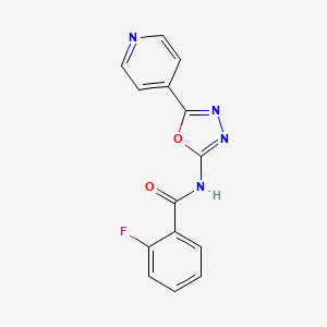 molecular formula C14H9FN4O2 B1228826 2-fluoro-N-(5-pyridin-4-yl-1,3,4-oxadiazol-2-yl)benzamide 