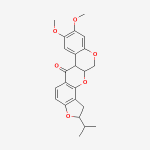 molecular formula C23H24O6 B1228830 [1]Benzopyrano[3,4-b]furo[2,3-h][1]benzopyran-6(6aH)-one, 1,2,12,12a-tetrahydro-8,9-dimethoxy-2-(1-methylethyl)-, (2R,6aS,12aS)- 