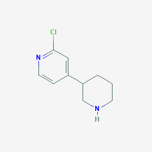 molecular formula C10H13ClN2 B12288354 Pyridine, 2-chloro-4-(3-piperidinyl)- CAS No. 1256795-32-0