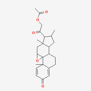 molecular formula C24H30O5 B12288455 [2-Oxo-2-(2,13,15-trimethyl-5-oxo-18-oxapentacyclo[8.8.0.01,17.02,7.011,15]octadeca-3,6-dien-14-yl)ethyl] acetate 