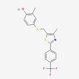 molecular formula C19H16F3NOS2 B12288606 2-Methyl-4-(((4-methyl-2-(4-(trifluoromethyl)phenyl)thiazol-5-yl)methyl)thio)phenol 