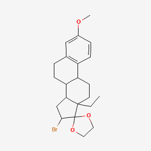 molecular formula C22H29BrO3 B12288654 16'-bromo-13'-ethyl-3'-methoxyspiro[1,3-dioxolane-2,17'-7,8,9,11,12,14,15,16-octahydro-6H-cyclopenta[a]phenanthrene] 