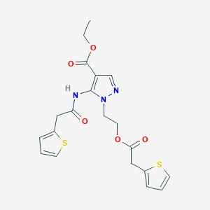 molecular formula C20H21N3O5S2 B1228869 ethyl 5-[(thien-2-ylacetyl)amino]-1-{2-[(thien-2-ylacetyl)oxy]ethyl}-1H-pyrazole-4-carboxylate 