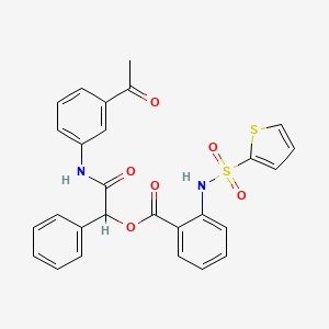 molecular formula C27H22N2O6S2 B1228871 2-(Thiophen-2-ylsulfonylamino)benzoic acid [2-(3-acetylanilino)-2-oxo-1-phenylethyl] ester 