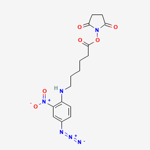molecular formula C16H18N6O6 B1228888 N-琥珀酰亚胺基-6-(4'-叠氮-2'-硝基苯胺基)己酸酯 CAS No. 64309-05-3