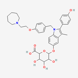 6-[1-[[4-[2-(Azepan-1-yl)ethoxy]phenyl]methyl]-2-(4-hydroxyphenyl)-3-methylindol-5-yl]oxy-3,4,5-trihydroxyoxane-2-carboxylic acid