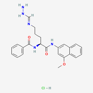 molecular formula C24H28ClN5O3 B12288957 Benzamide, N-[(1S)-4-[(aminoiminomethyl)amino]-1-[[(4-methoxy-2-naphthalenyl)amino]carbonyl]butyl]-, monohydrochloride (9CI) 