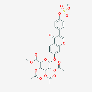 molecular formula C28H26O16S B12289038 Daidzein 7-tri-O-acetyl-beta-D-glucuronic acid methyl ester 4'-sulfate 