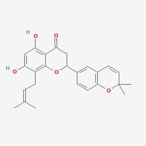 molecular formula C25H26O5 B12289055 2-(2,2-Dimethylchromen-6-yl)-5,7-dihydroxy-8-(3-methylbut-2-enyl)-2,3-dihydrochromen-4-one 