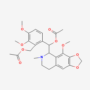 molecular formula C26H31NO9 B12289057 [6-[acetyloxy-(4-methoxy-6-methyl-7,8-dihydro-5H-[1,3]dioxolo[4,5-g]isoquinolin-5-yl)methyl]-2,3-dimethoxyphenyl]methyl acetate 