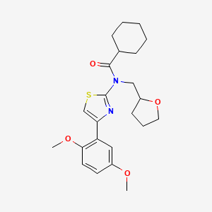 molecular formula C23H30N2O4S B1228907 N-[4-(2,5-dimethoxyphenyl)-2-thiazolyl]-N-(2-oxolanylmethyl)cyclohexanecarboxamide 
