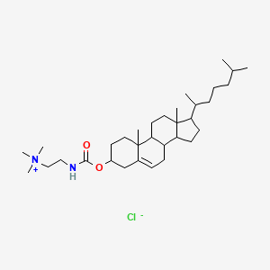 molecular formula C33H59ClN2O2 B12289087 2-[[10,13-dimethyl-17-(6-methylheptan-2-yl)-2,3,4,7,8,9,11,12,14,15,16,17-dodecahydro-1H-cyclopenta[a]phenanthren-3-yl]oxycarbonylamino]ethyl-trimethylazanium;chloride 