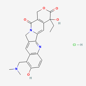 8-[(dimethylamino)methyl]-19-ethyl-7,19-dihydroxy-17-oxa-3,13-diazapentacyclo[11.8.0.02,11.04,9.015,20]henicosa-1(21),2,4(9),5,7,10,15(20)-heptaene-14,18-dione;hydrochloride