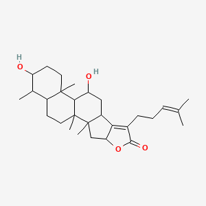 molecular formula C29H44O4 B12289126 11,16-Dihydroxy-1,2,13,17-tetramethyl-7-(4-methylpent-3-enyl)-5-oxapentacyclo[10.8.0.02,9.04,8.013,18]icos-7-en-6-one 