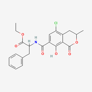 ethyl 2-[(5-chloro-8-hydroxy-3-methyl-1-oxo-3,4-dihydro-1H-2-benzopyran-7-yl)formamido]-3-phenylpropanoate